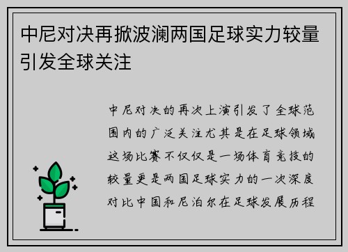 中尼对决再掀波澜两国足球实力较量引发全球关注